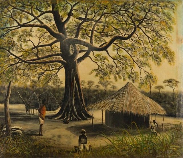 Palaver Tree, Leopold Kalema, 1957. Caden McIlhenny, "The Enduring Technology of the Majlis", Conscious Collective, April 17, 2026.